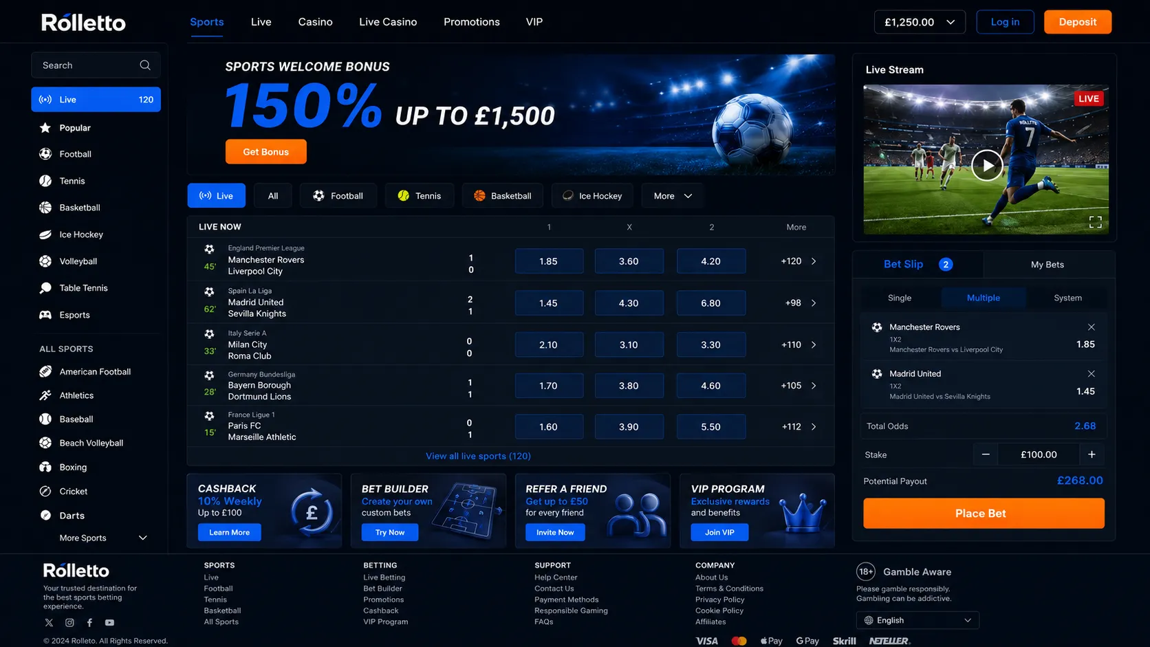Rolletto sportsbook review and live odds Rolletto sportsbook review