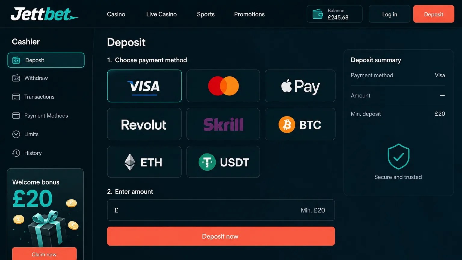 Banking options and Jettbet Casino payment methods Banking options and Jettbet Casino